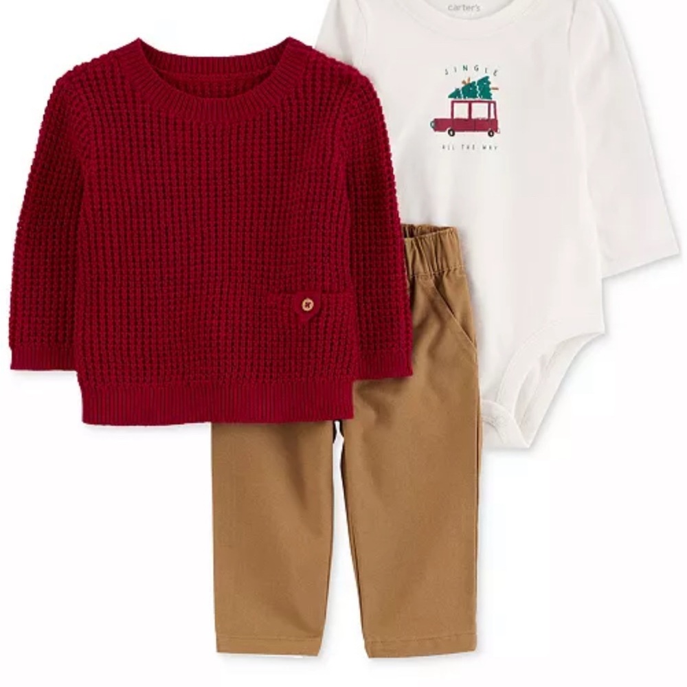Carter's Cozy Red and Tan Matching Set